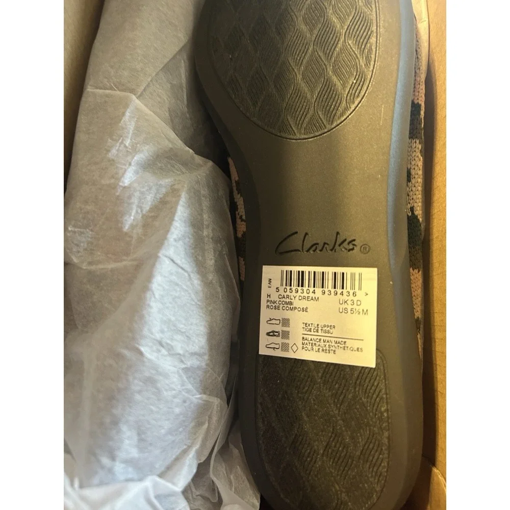 CLARKS Cloudsteppers 5.5 M Fabric Carly‎ Dream Flats, Pink Combi Camo NEW